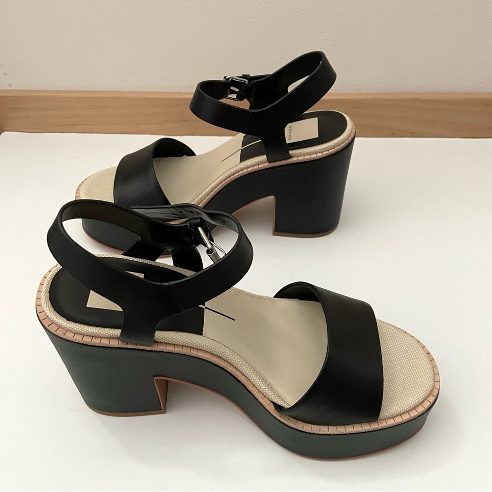 NIB Dolce Vita “Elly” black leather platform sandal size 9.5 - Picture 5 of 11